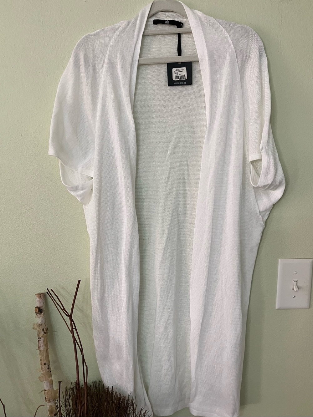 NWT Jarbo white cotton short sleeve lagenlook cardigan